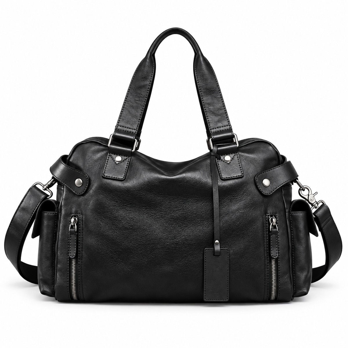 Vintage Black Multi Pocket Shoulder Handbag