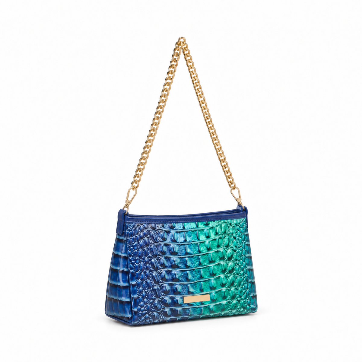 Iridescent Crocodile Chain Shoulder Bag