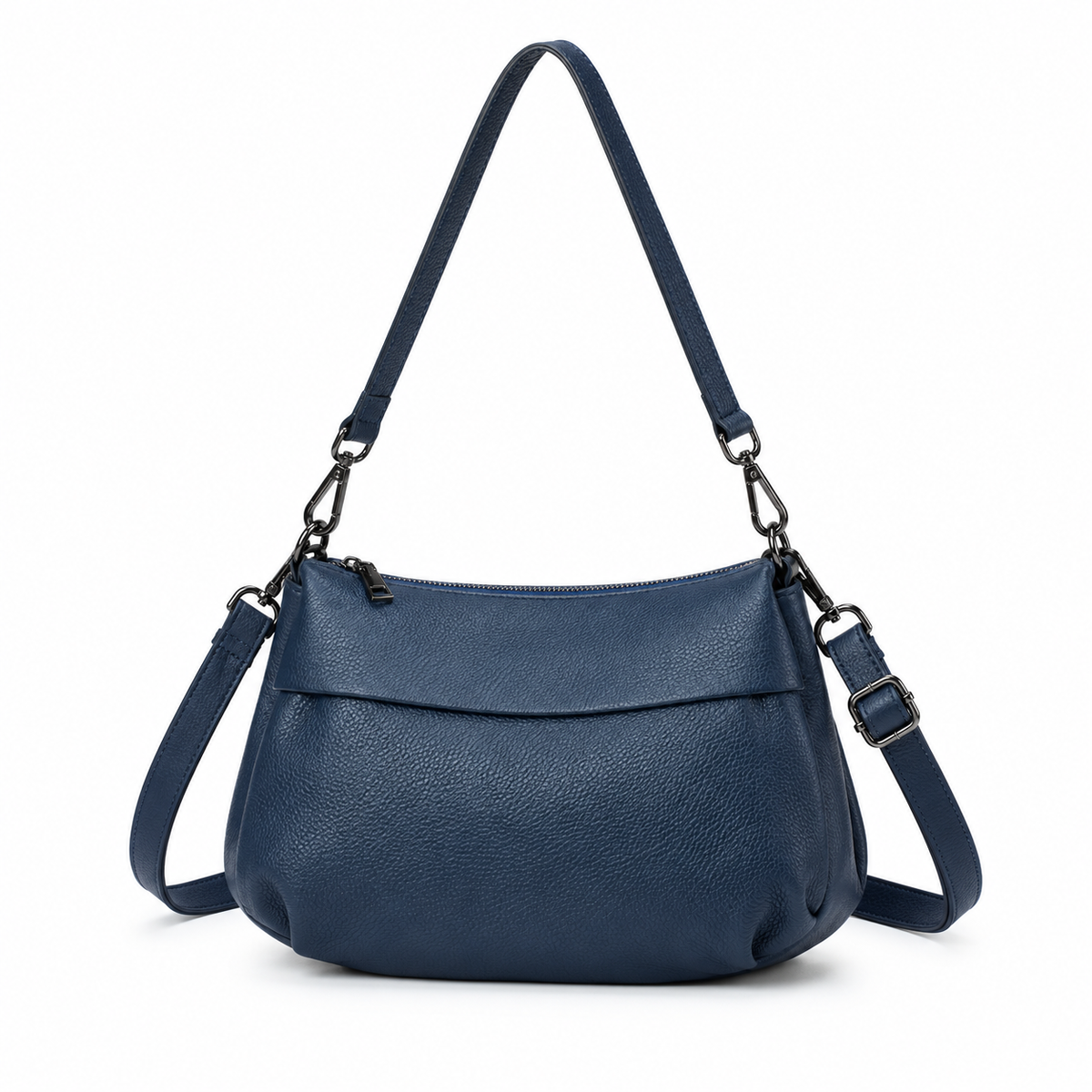 Navy Blue Textured Shoulder Crossbody Bag