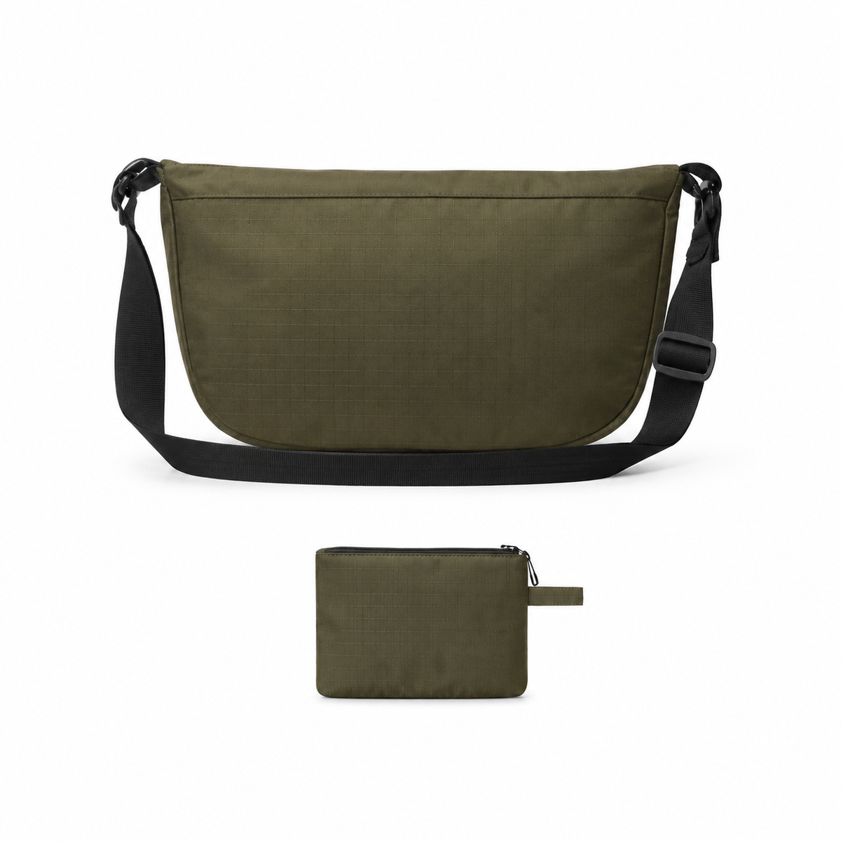 Green Crossbody Sling Bag with Matching Pouch