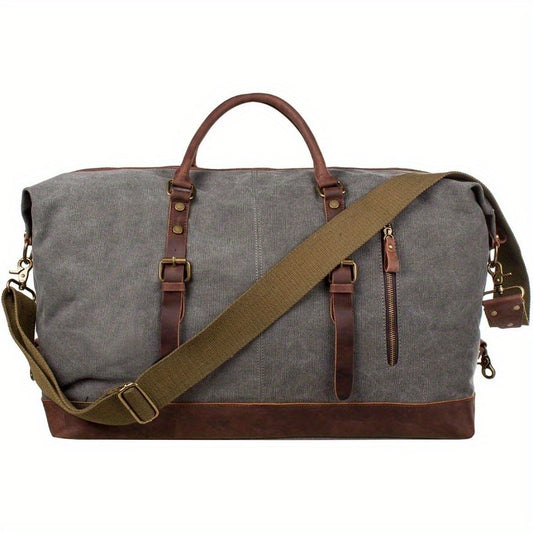Leather Bag for Travel Canvas Duffel Bag Carry on Weekender Bag for Men