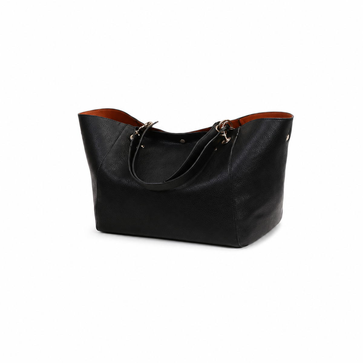 Black Pebbled Leather Large Tote Handbag