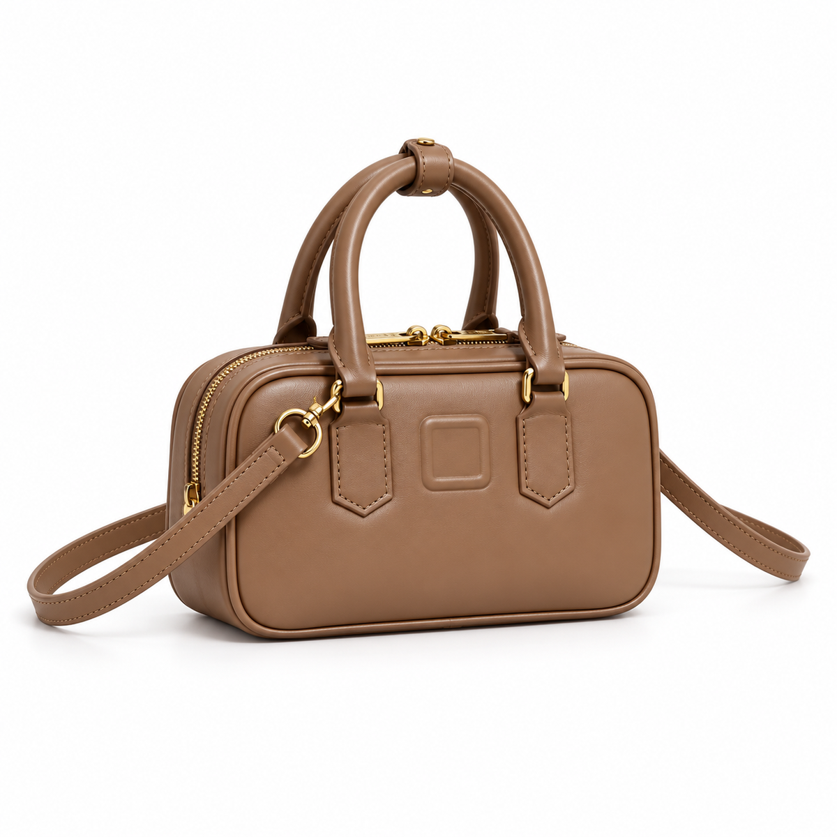 Elegant Brown Structured Handbag With Strap