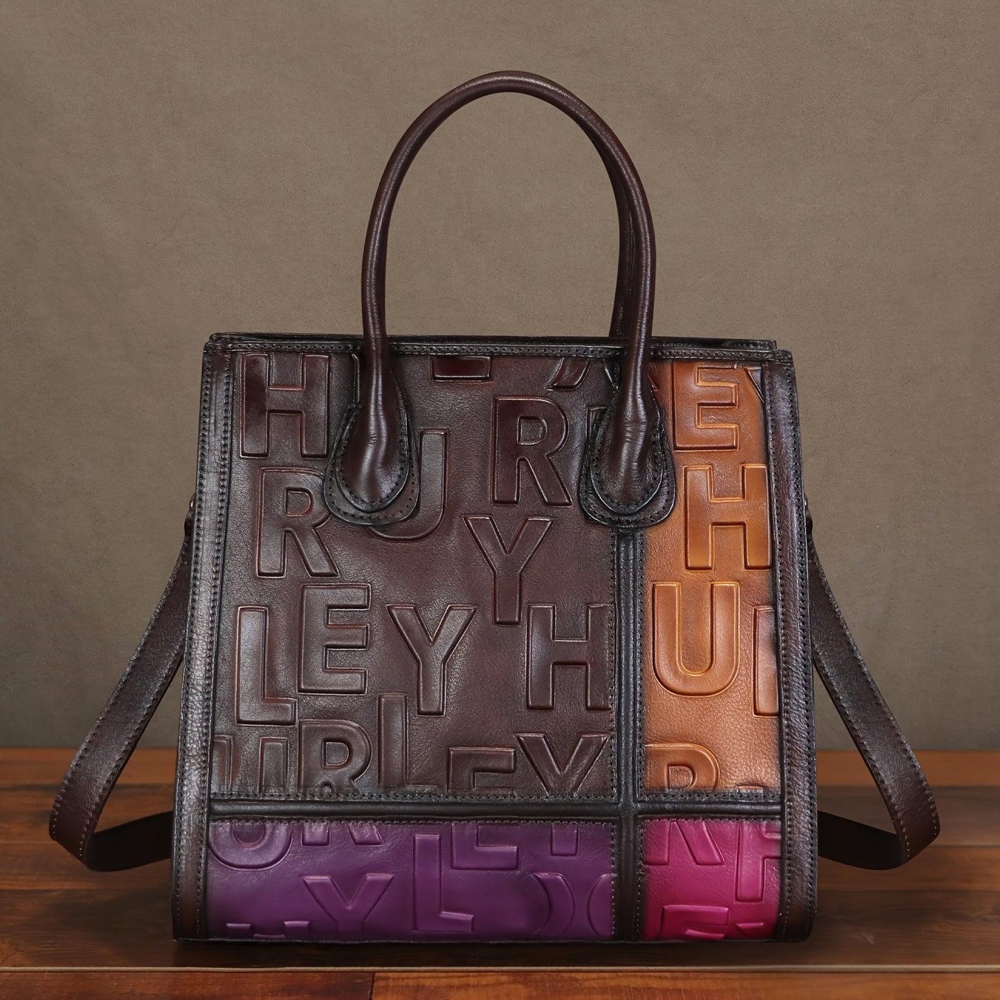 Genuine Genuine Leather Tote Bag for Women Vintage Handmade Top Grain Embossed Genuine Leather Purse Top Handle Bag Crossbody Shoulder Bag with Large Capacity