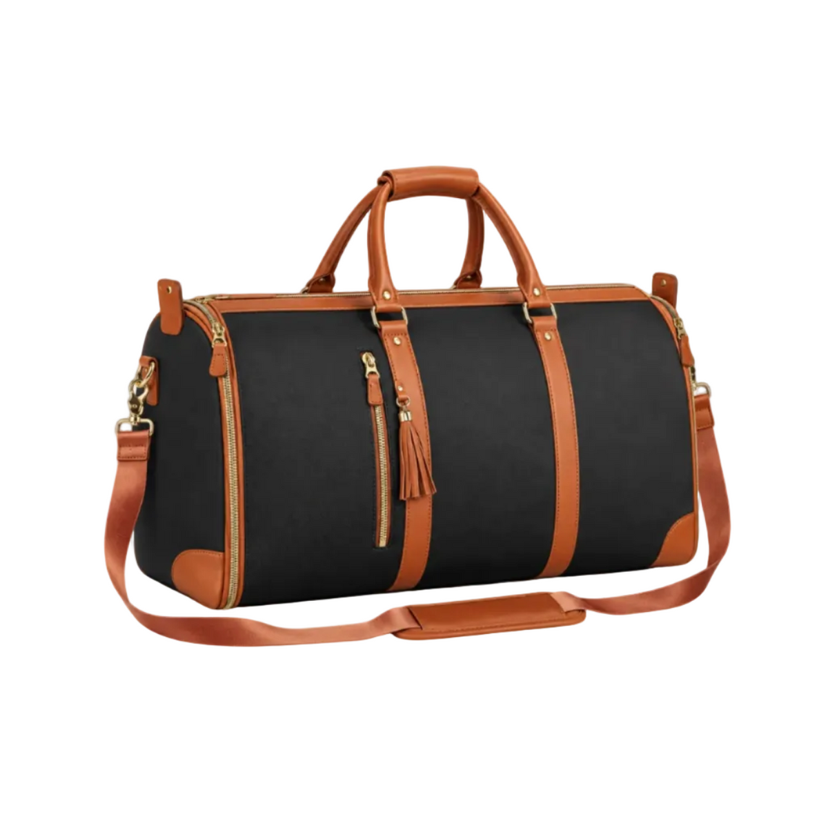 Black Brown Convertible Garment Overnight Bag