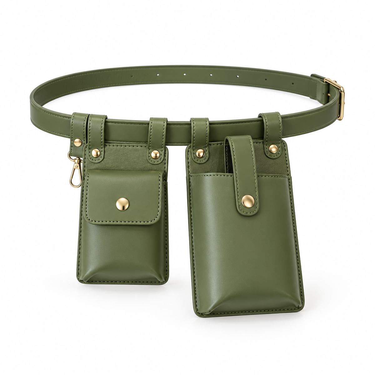 Olive Green Dual Pouch Waist Belt