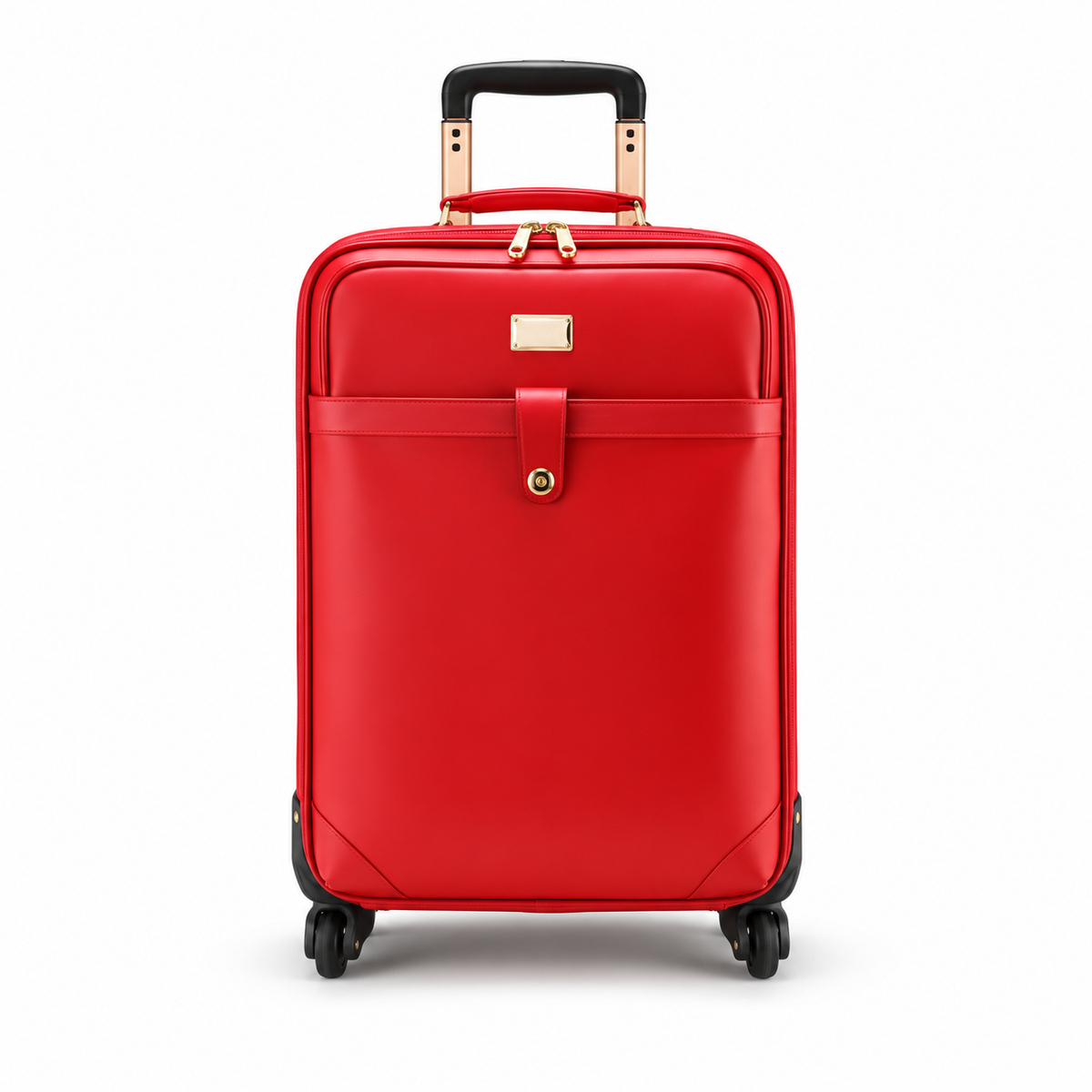 Elegant Red Leather Trolley Travel Suitcase