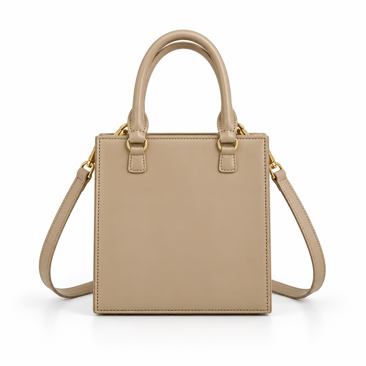Khaki Sculptural Face Structured Tote Handbag