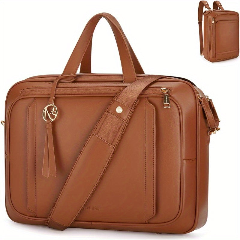 Women's 15.6 Inch Synthetic Leather Laptop Briefcase - Business Messenger Bag with Adjustable Shoulder Straps, Multiple Compartments & Magnetic Closure for College, Office, Travel - Ideal Gift for Women, Business Travel Bag |