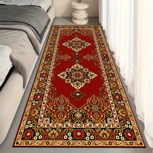 [Washable Runner Rug] Red Washable Classical Persian Runway Mat | Suitable for Home Office, Living Room, Bedroom, Holiday Decoration