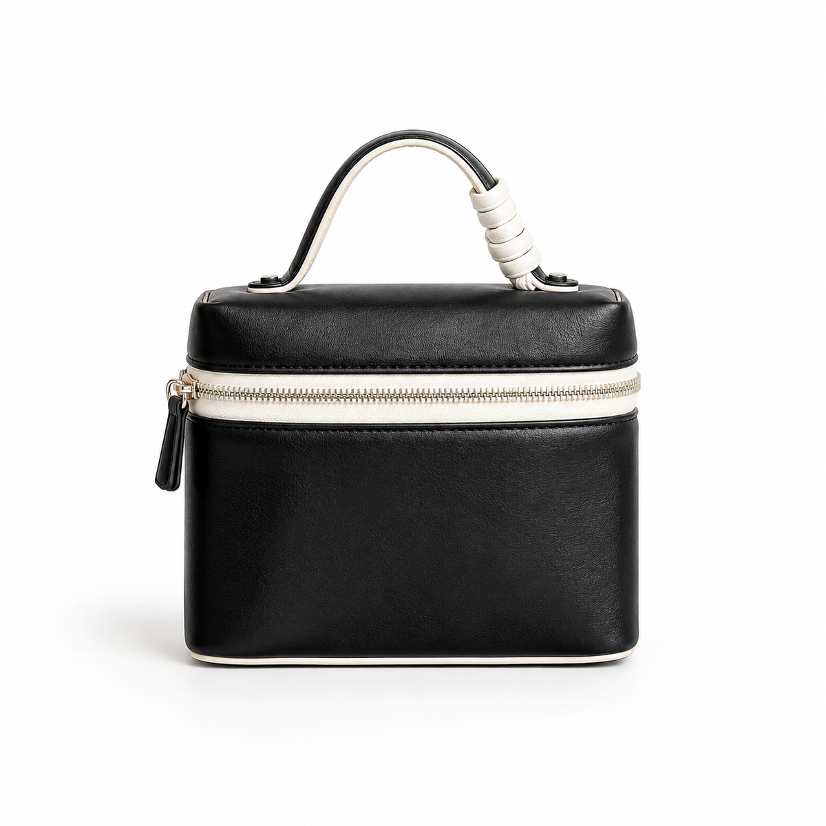 Black Contrast Trim Structured Vanity Bag