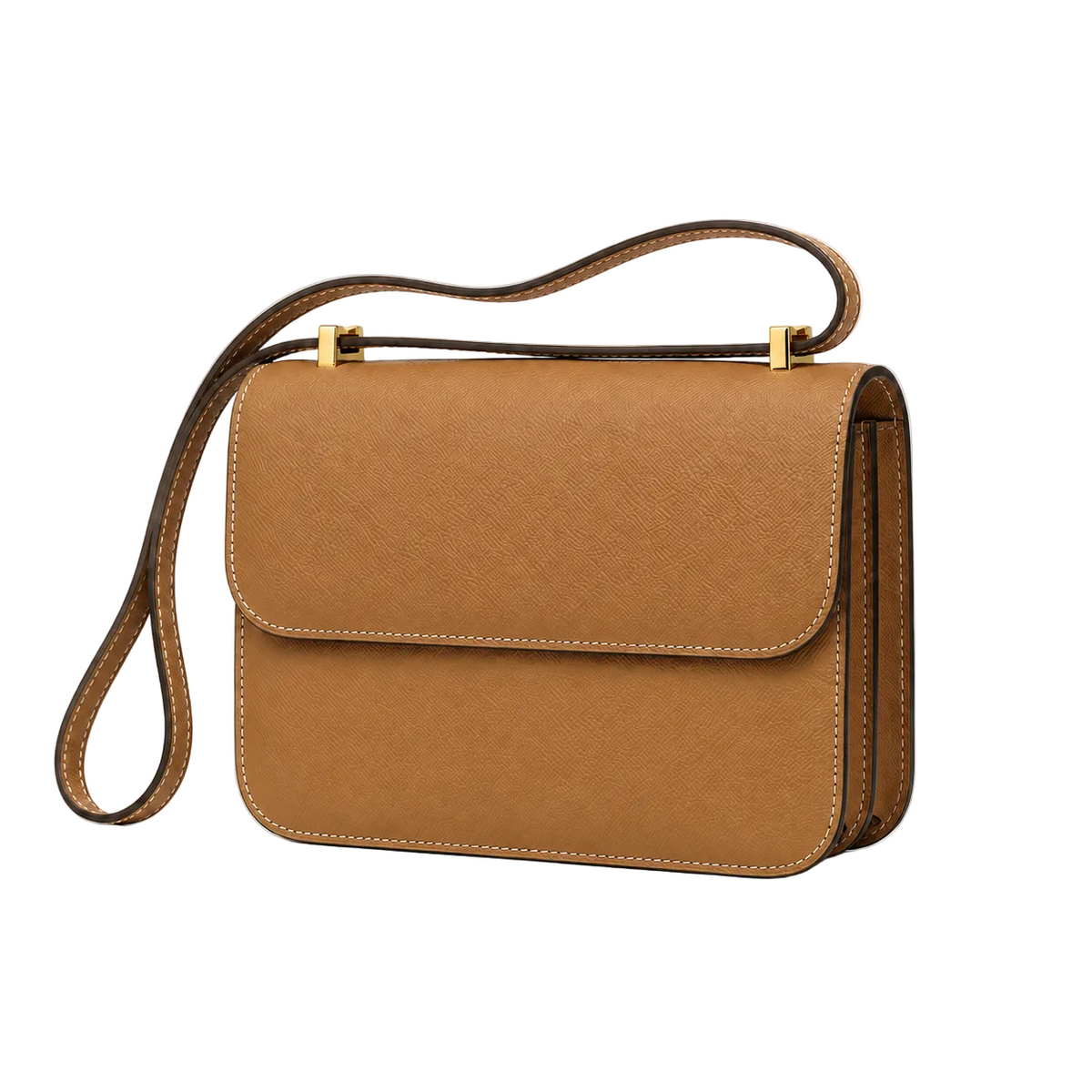 Camel Structured Crossbody Shoulder Bag