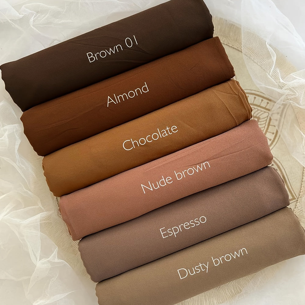 6pcs Women's Breathable Satin Bamboo Jersey Hijab Scarves - Non-Stretch Snug Fit, 10 Solid Colors for Ramadan & Modest Fashion, Premium Woven Satin Fabric, Hand Wash/Dry Clean, Hijab Accessories