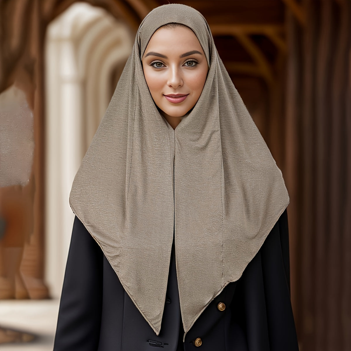 1pc Women's Lightweight Adjustable Headscarf - Wind & Machine Washable, Non-Stretch Fabric for Ramadan, Daily Travel & Modest Fashion (Black), Hijab Accessories, Solid Color Hijab
