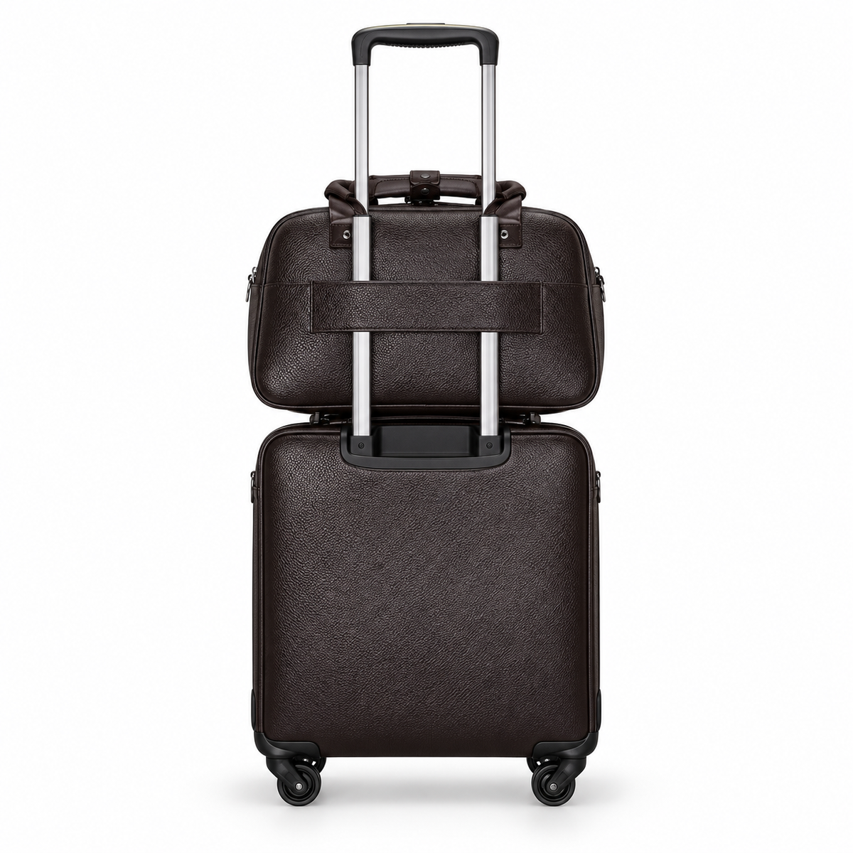 Dark Brown Trolley Suitcase Travel Set