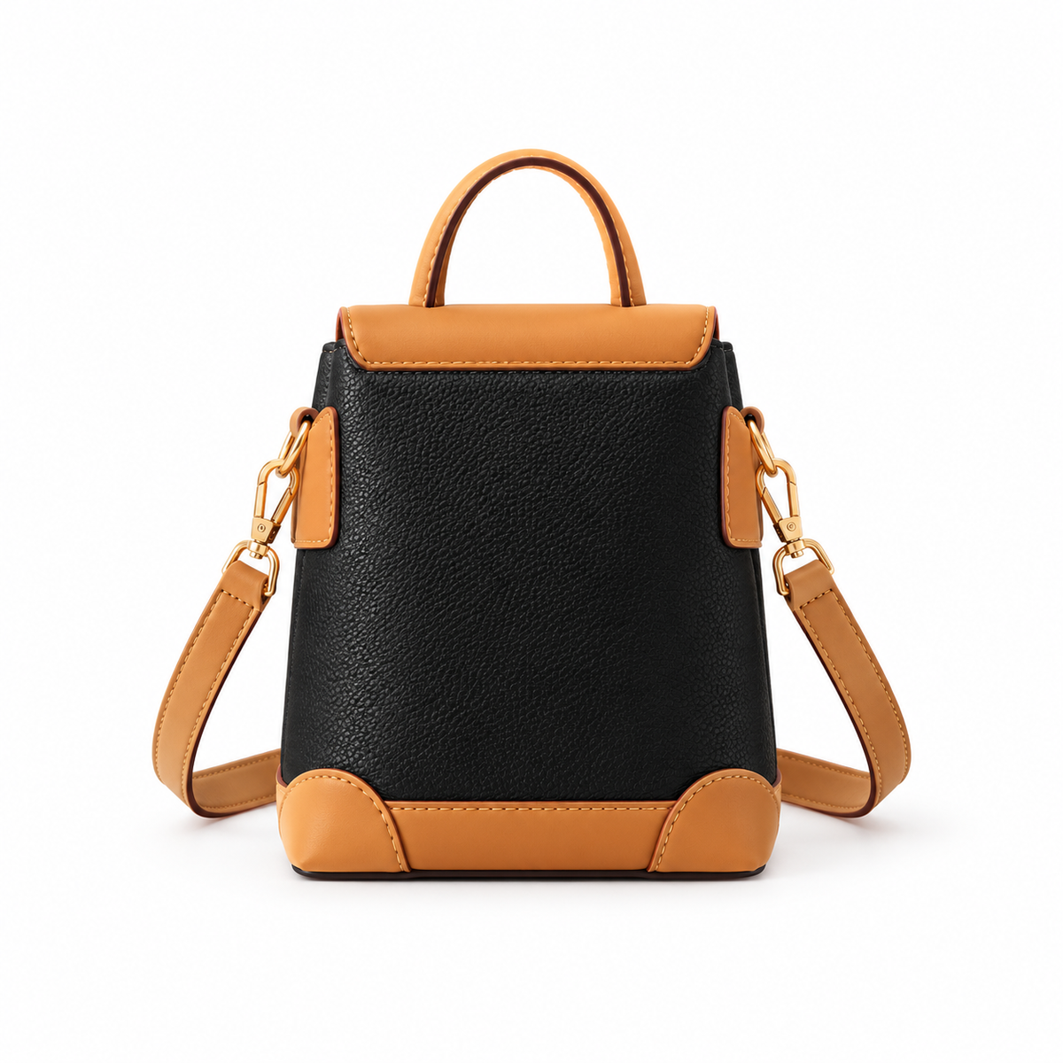 Elegant Black And Caramel Crossbody Bag