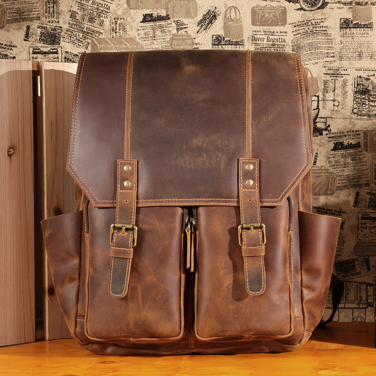 Full Grain Leather Backpack 15.6\