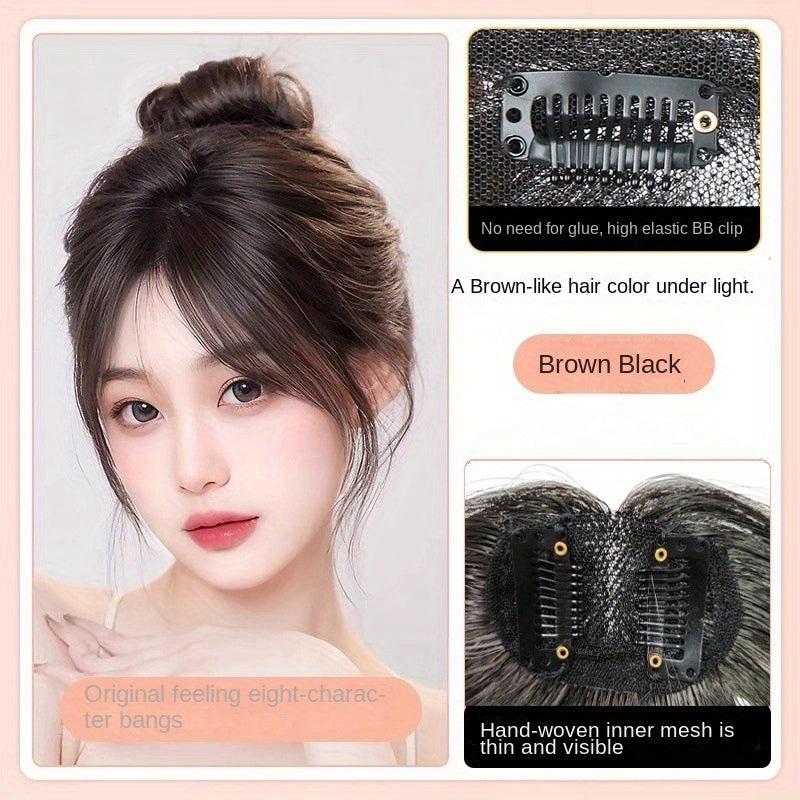 Women's 360° Coverage Synthetic Hairpiece with Middle Part Eight-Character Bangs