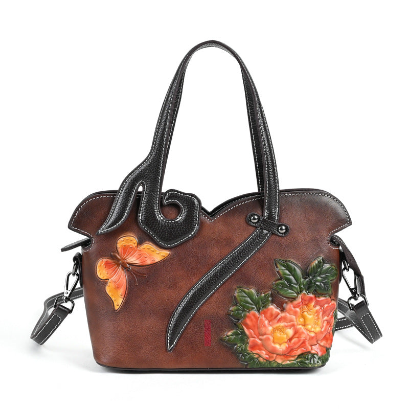 Leather Women's Handbag, Vintage One-Shoulder Crossbody Bag, Women's Cheongsam Bag Chinese Style