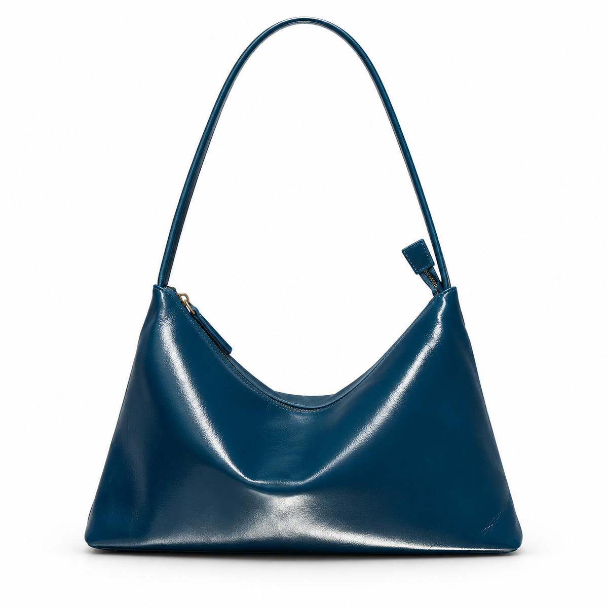 Elegant Navy Blue Glossy Shoulder Bag