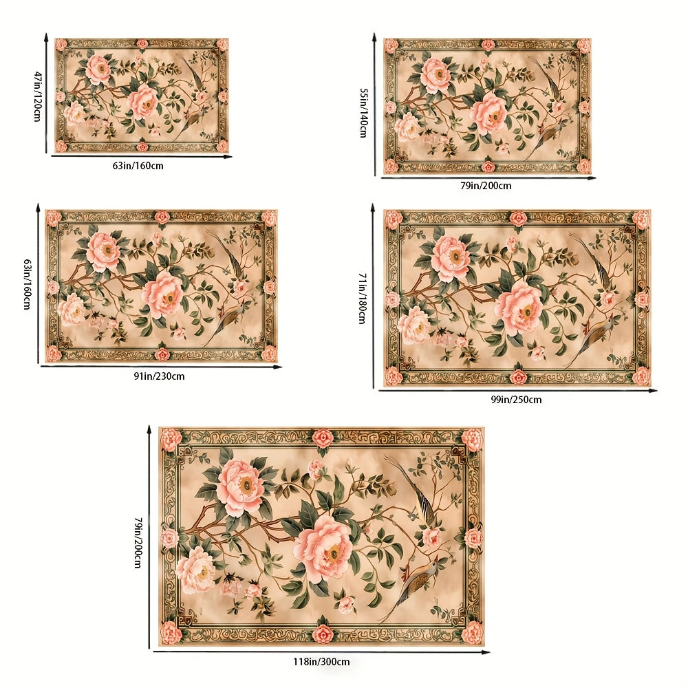 [Imitation Cashmere + Washable Base]Washable Base Imitation Cashmere + Weight 1200G Per Square Meter + Thickness 8.6Mm 1pc, New Chinese Style Printed Living Room Carpet, Fluffy Plush Bedroom Carpet, High-Quality Outdoor Carpe