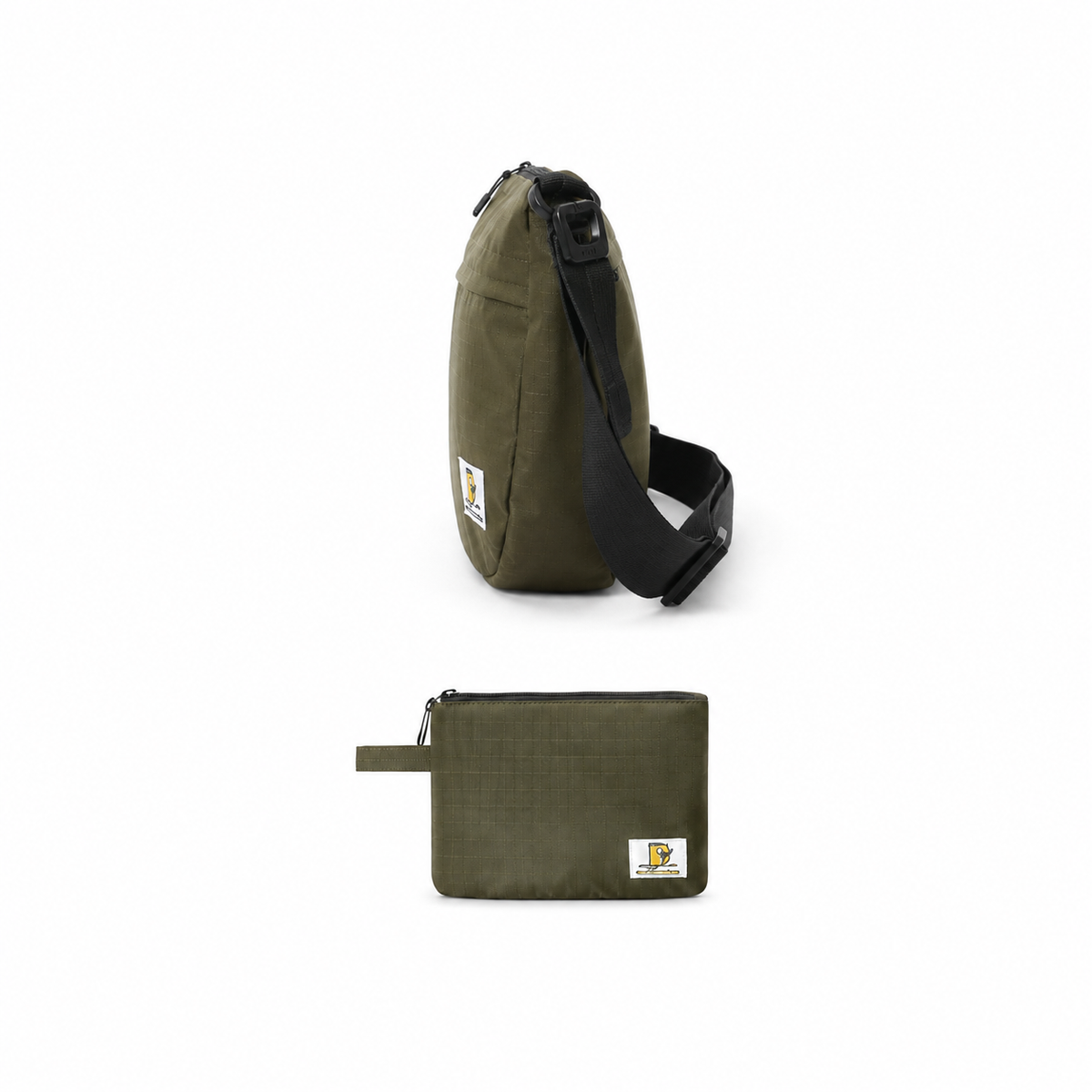 Green Crossbody Sling Bag with Matching Pouch
