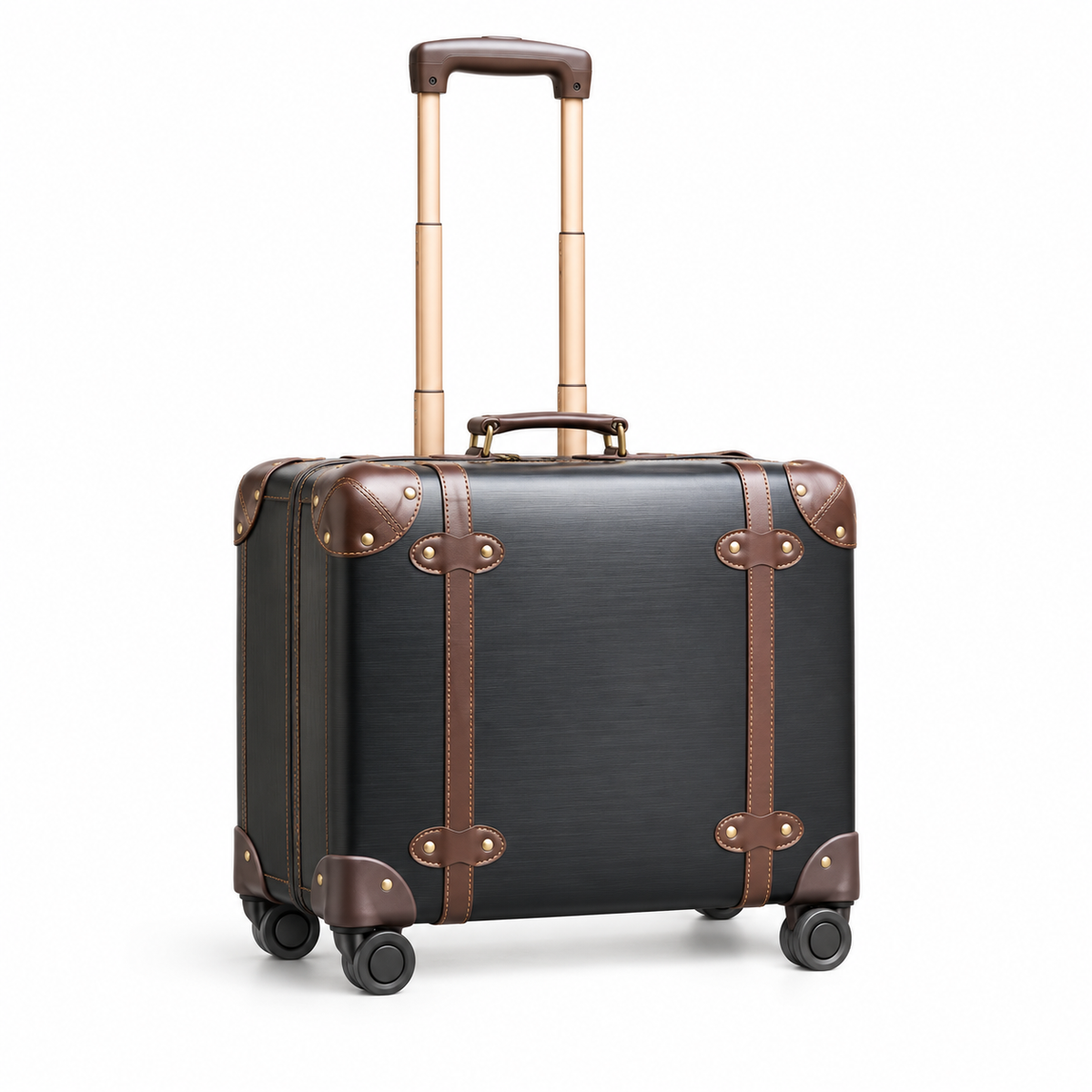 Vintage Black Trolley Case With Brown