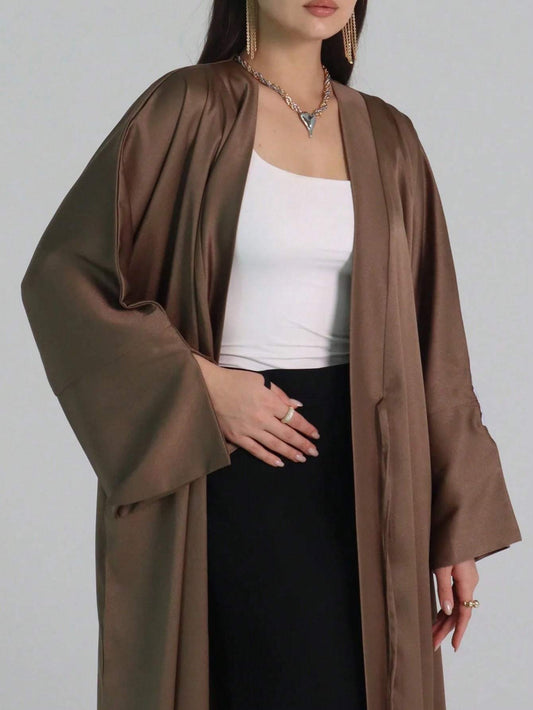 Elegant Arabic Abaya Robe - Long Sleeve Loose Fit Solid Color Modest Cover-Up with Raglan Sleeves, Machine Washable All-Season Comfort, Middle Eastern Traditional Dress for Women