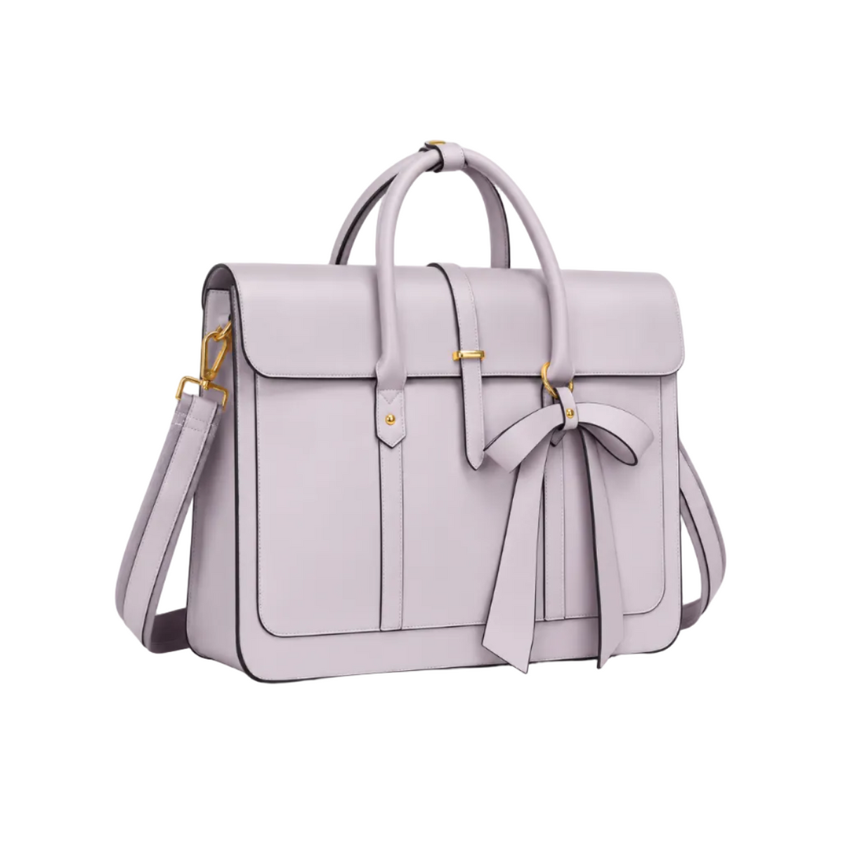 Lavender Bow Detail Leather Laptop Bag