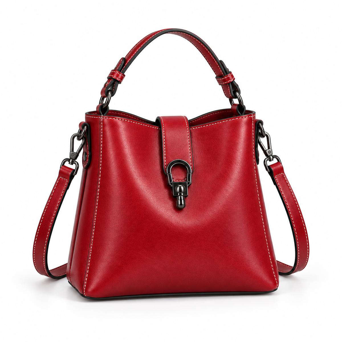 Elegant Red Structured Crossbody Handbag