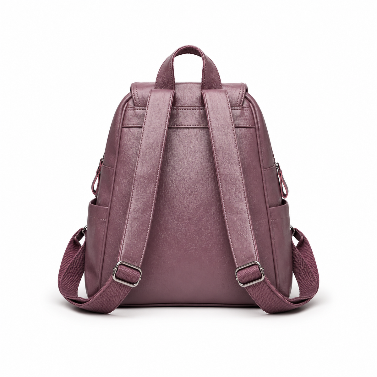 Elegant Purple Flap Backpack With Pockets