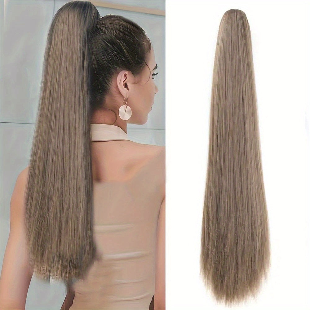 Synthetic Ponytail Extensions with a Long, Straight Design, Perfect for Women Seeking an Elegant Look for Everyday Hair Accessories.