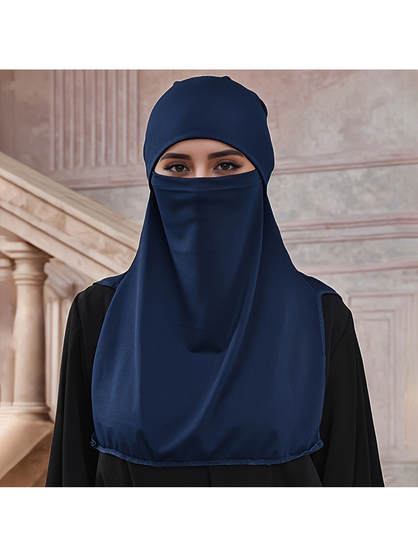 Elegant Muslim Women's Large Khimar Abaya - Asymmetrical Design, Solid Color, Versatile Base for Hats, Machine Washable All-Season Traditional Hijab, Hijab Scarf, Outdoor Light Beige Protection