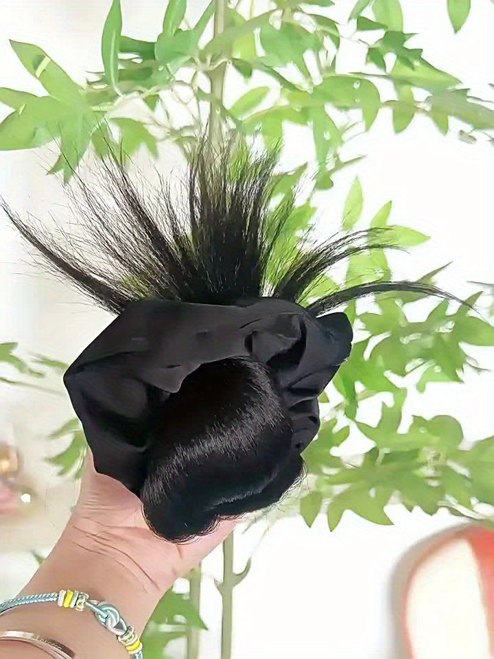 Synthetic Hair Bun Headband Claw Clip in Chignon Hairpieces for Women Fluffy Hair Flower Hair Elastic Band Hair Accessories Black Brown