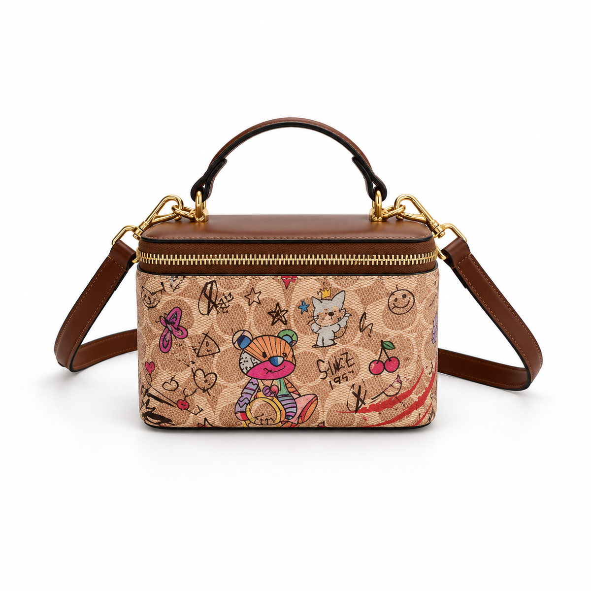 Colourful Graffiti Print Boxy Crossbody Bag