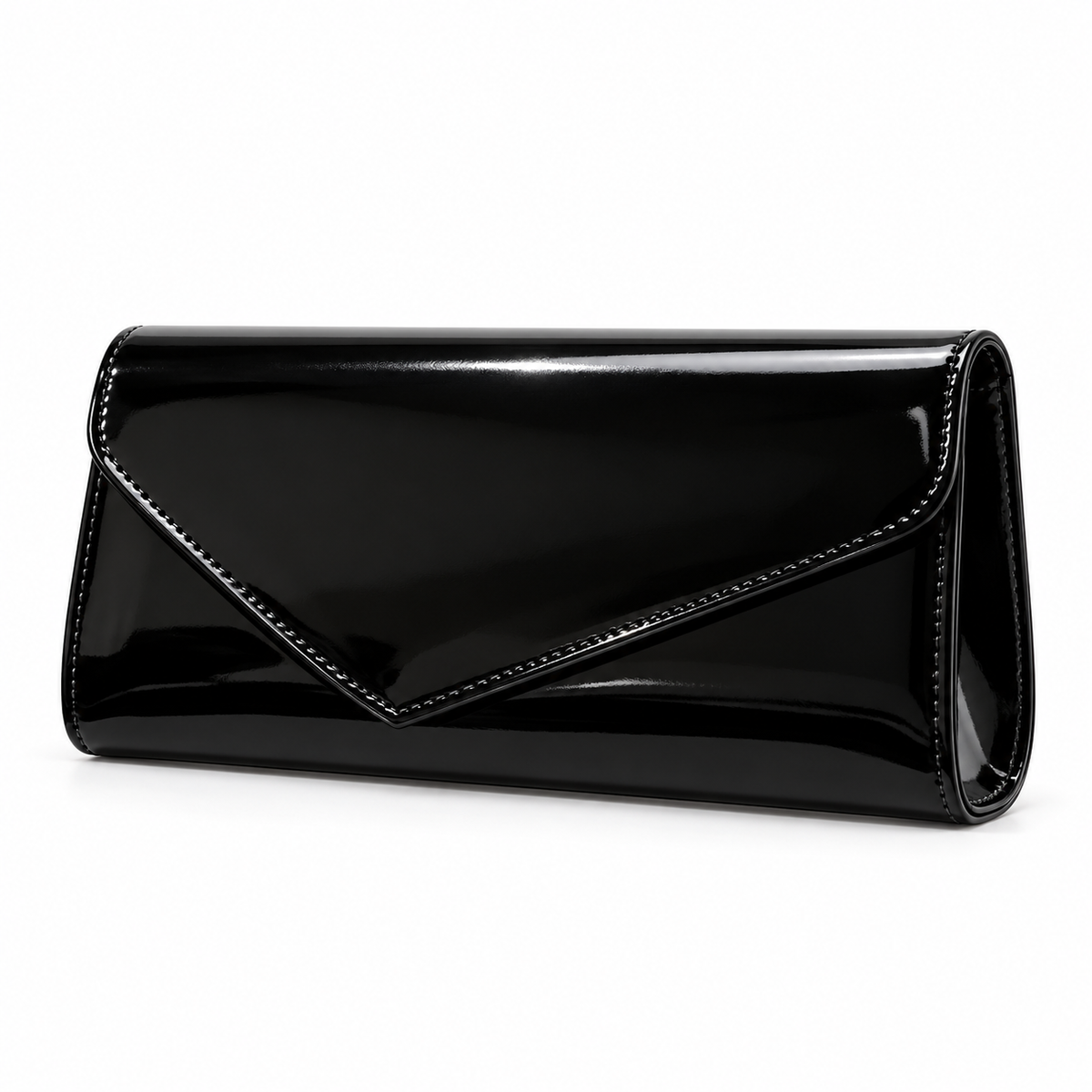 Glossy Black Envelope Evening Clutch Bag