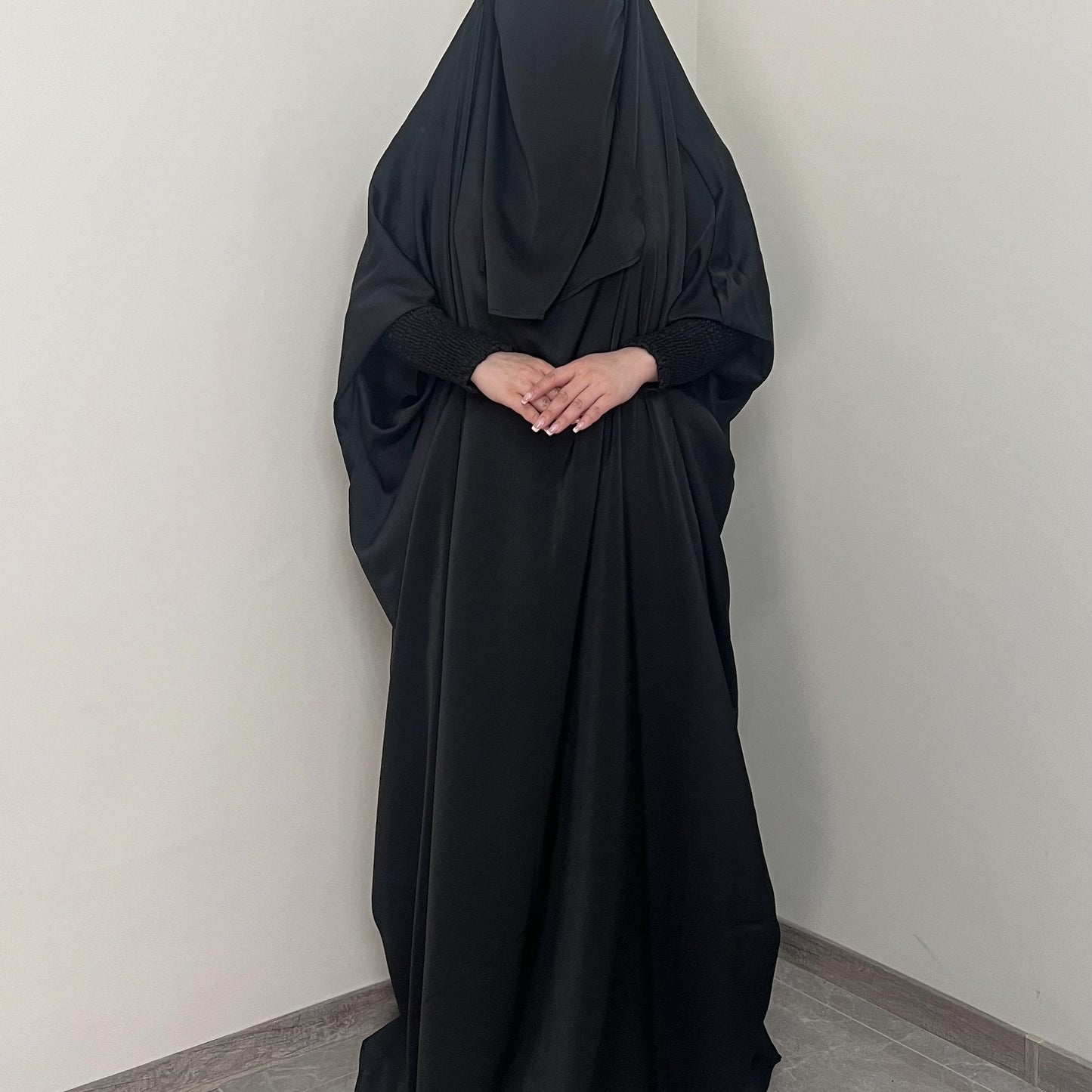 [Satin Modesty Dress] Free Size Satin One Piece Modesty Abaya Burkha - Jilbab Niqab Attached