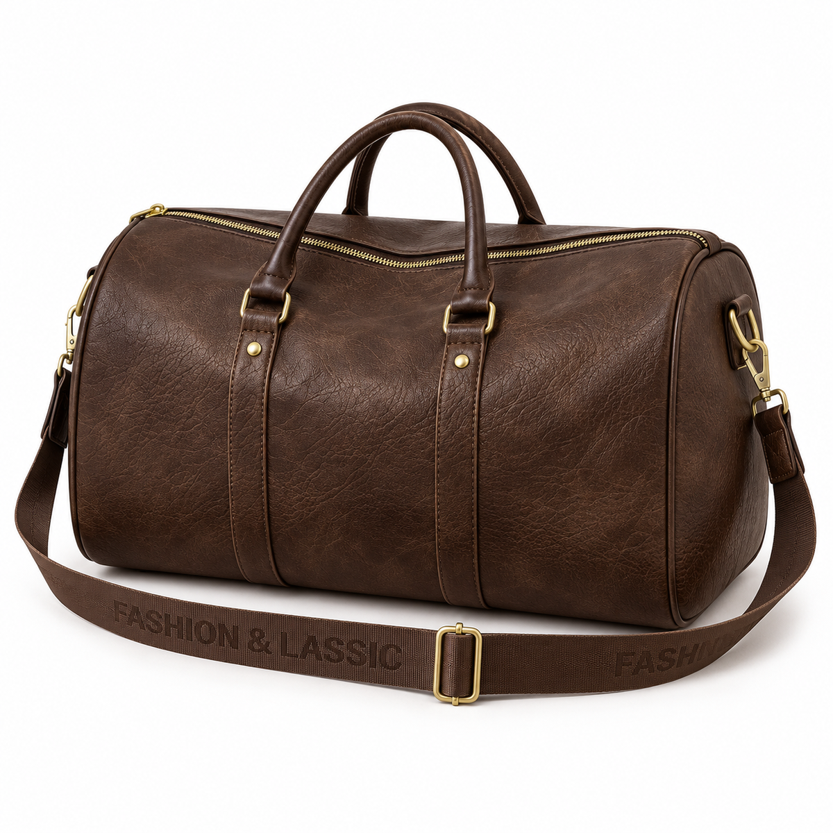 Classic Dark Brown Leather Duffel Bag