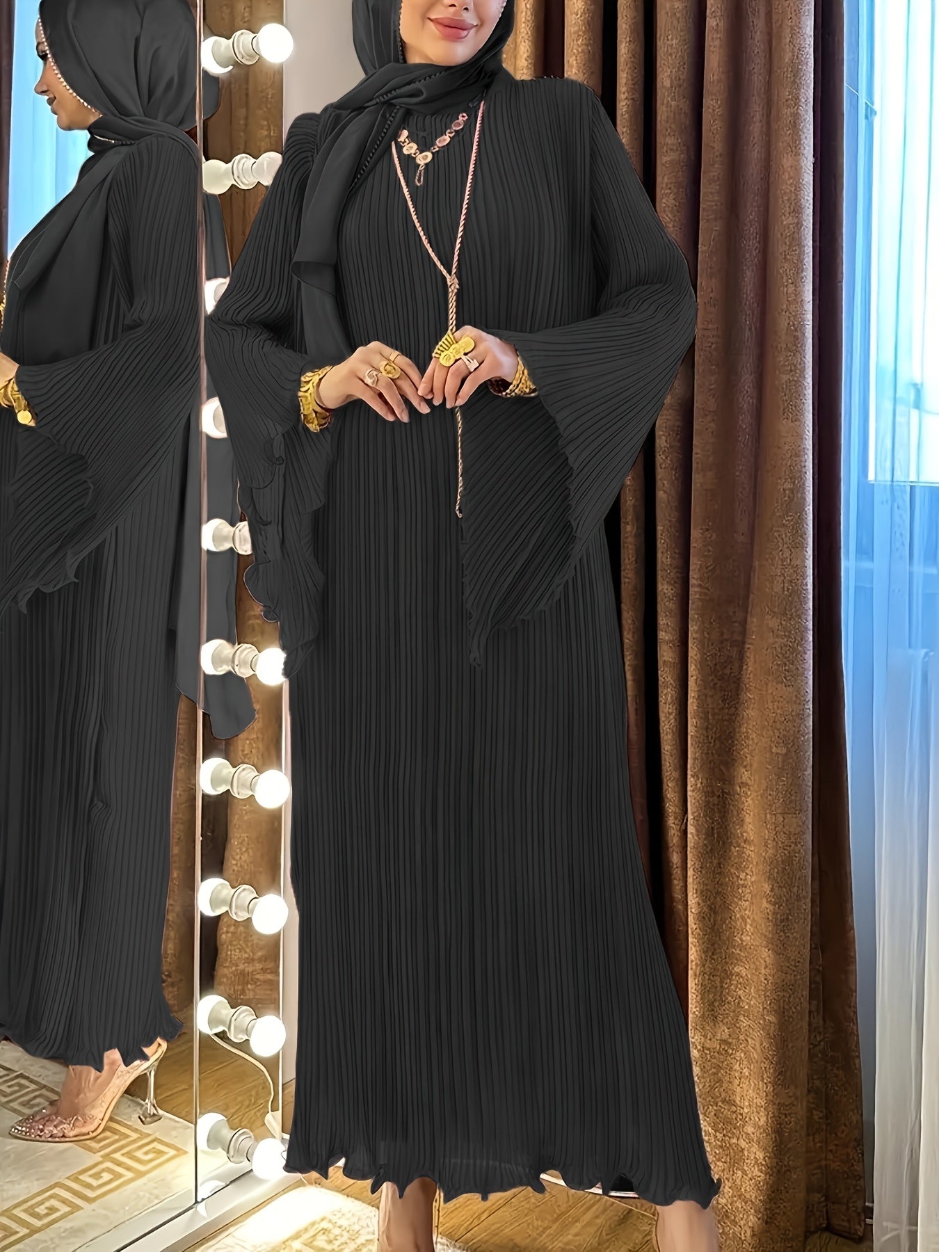 Wrinkled Style Long Palestinian Abaya - Comfortable, Elegant for Casual Wear