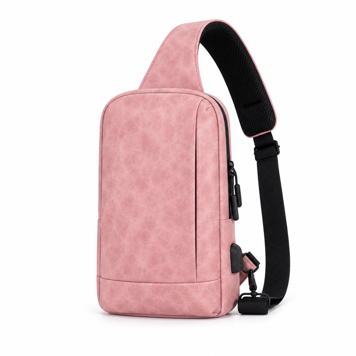 Pink Textured Crossbody Sling Bag