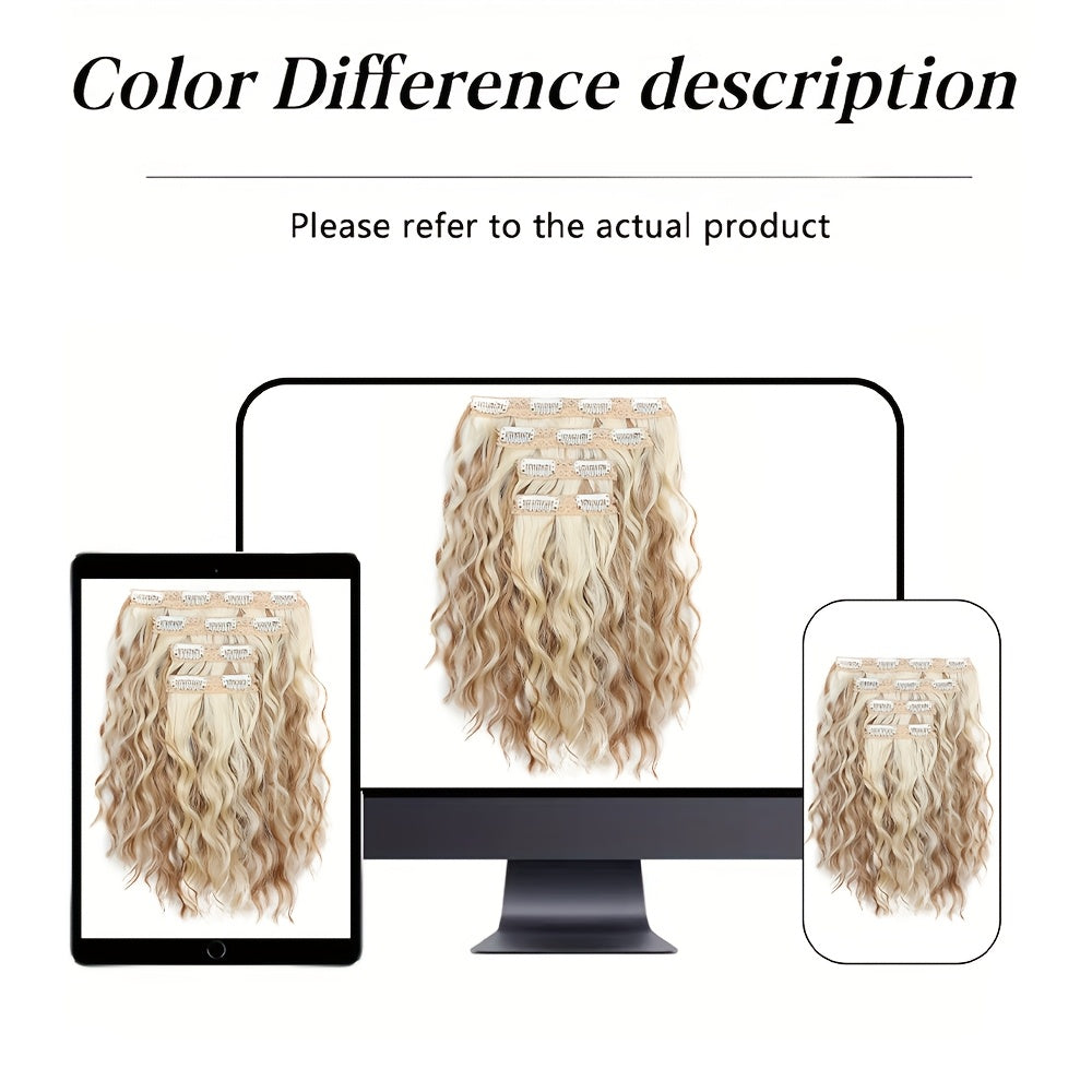 12-inch Water Wave Clip-in Synthetic Hair Extensions for Volume Boost, Skin-Friendly Clip Design, Secure Hold, Suitable for Women