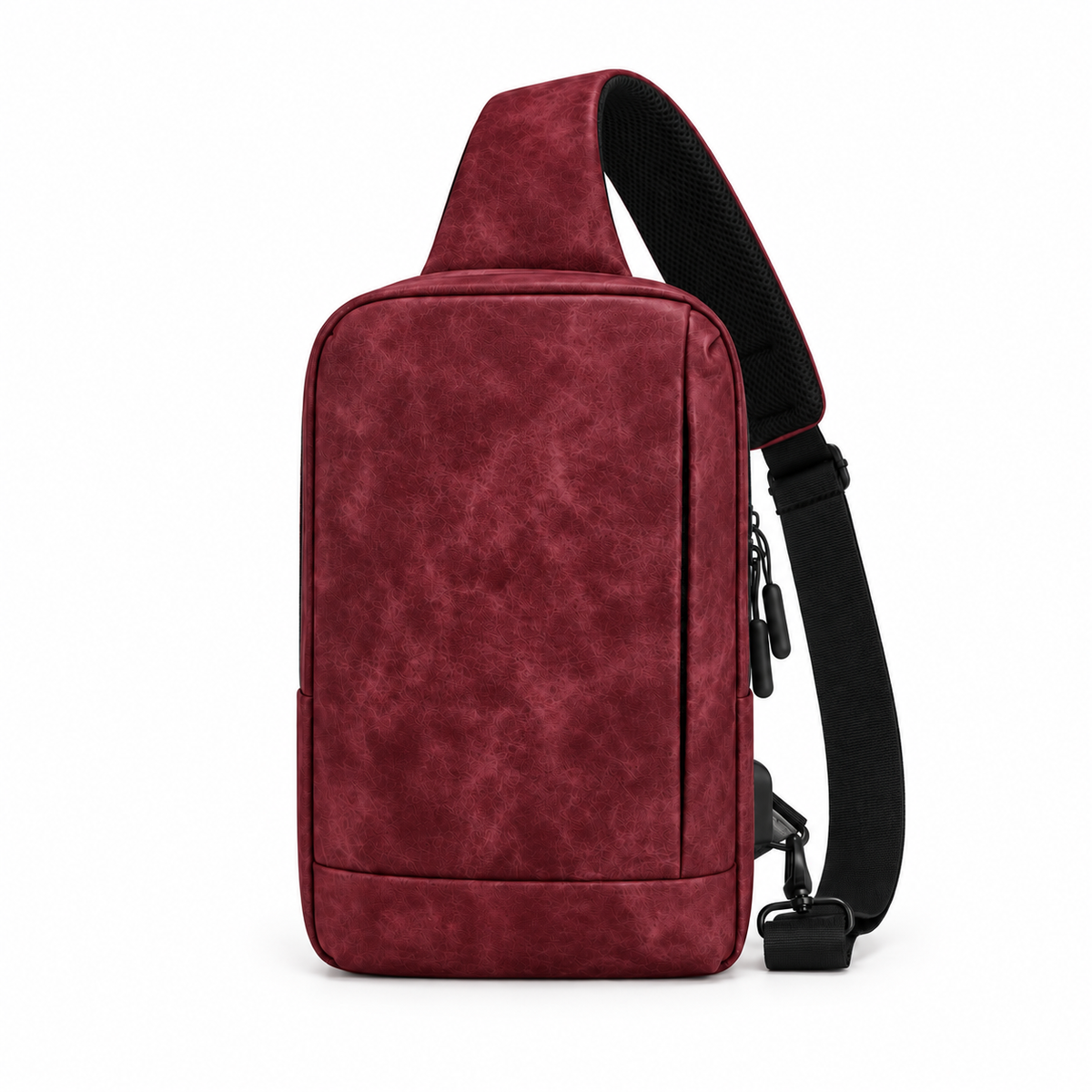 Maroon Textured Crossbody Sling Bag