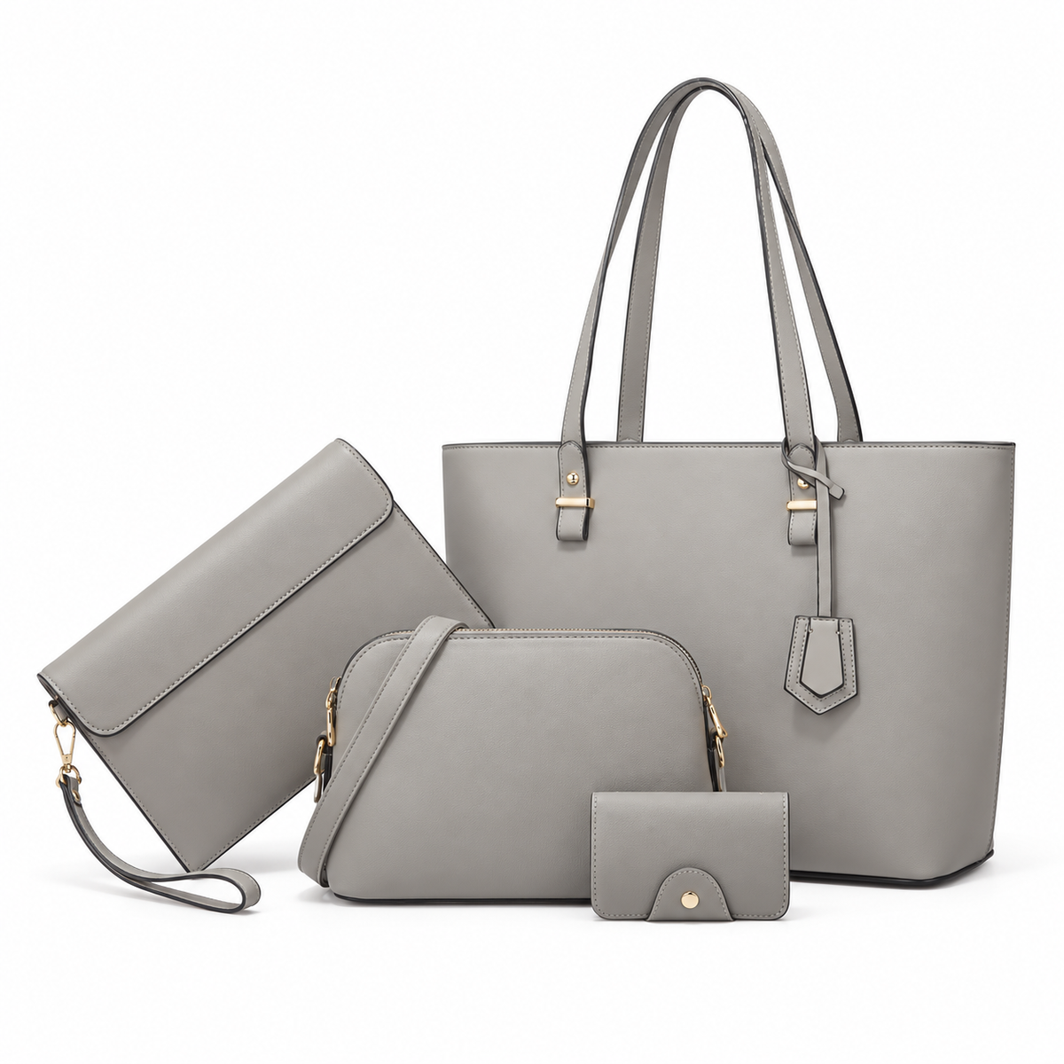 Elegant Grey Four Piece Handbag Set