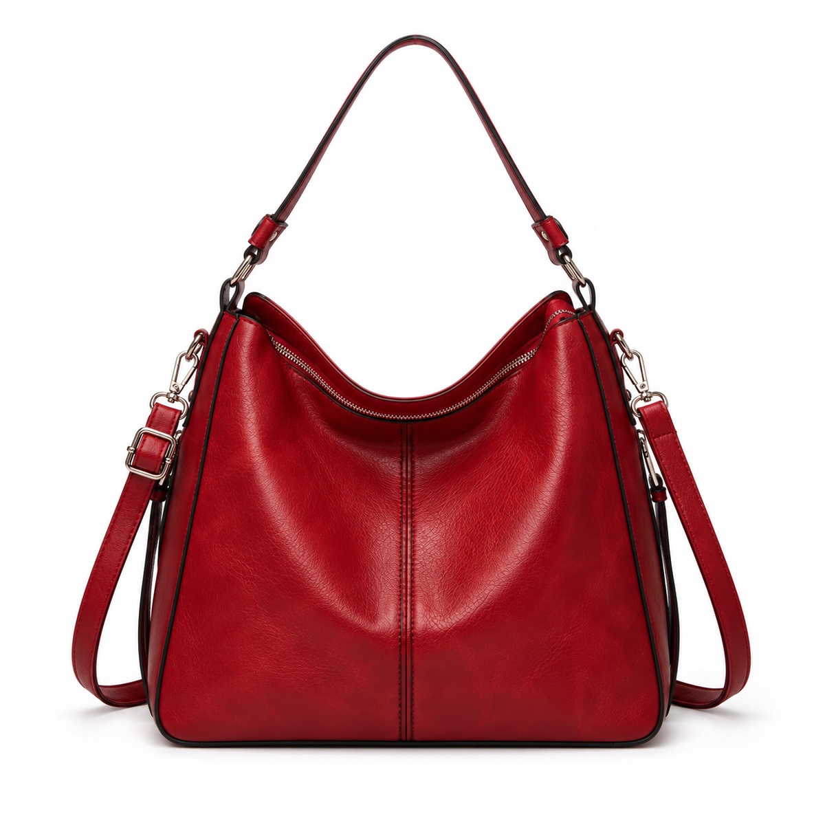 Classic Red Hobo Shoulder Crossbody Bag
