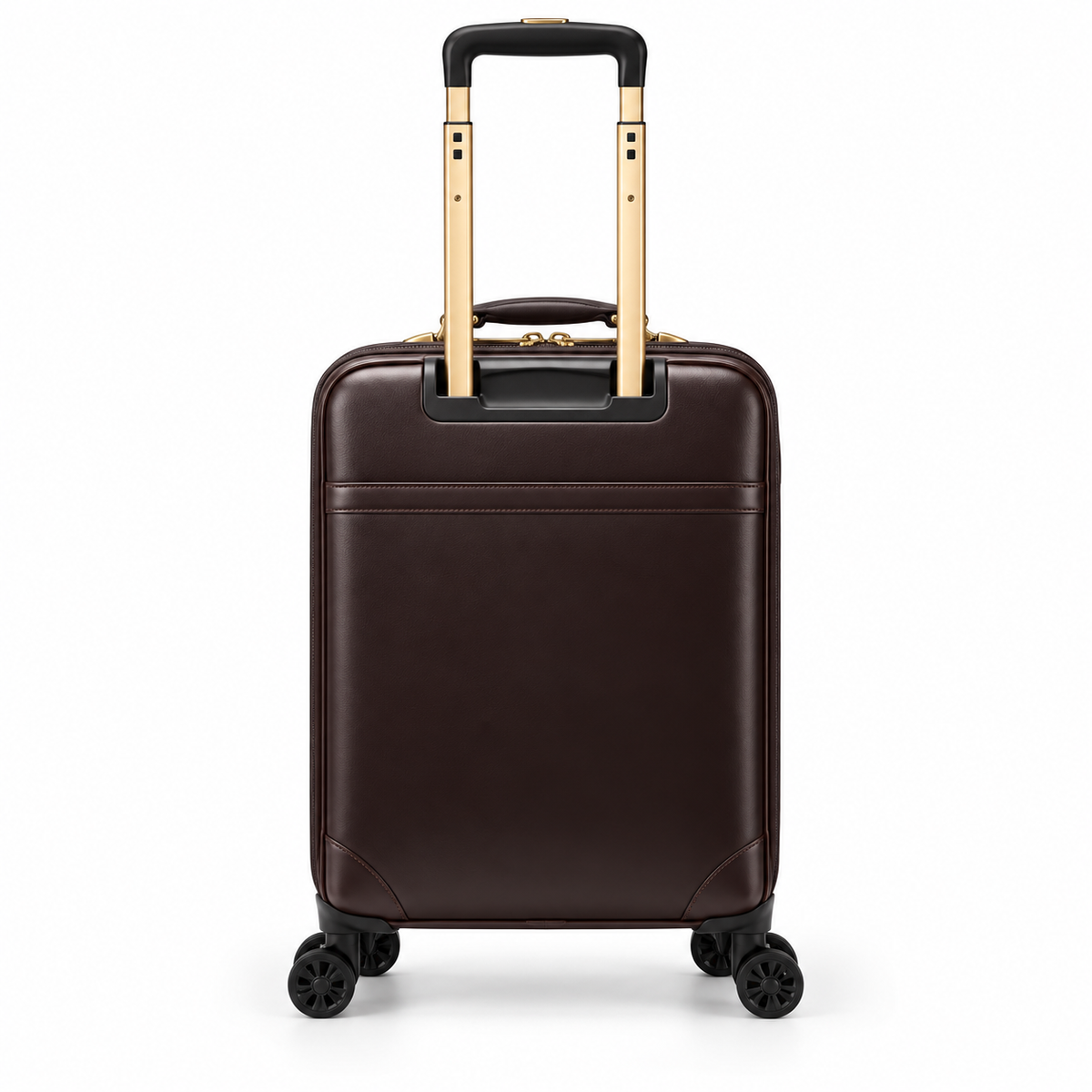 Elegant Coffee Leather Trolley Travel Suitcase
