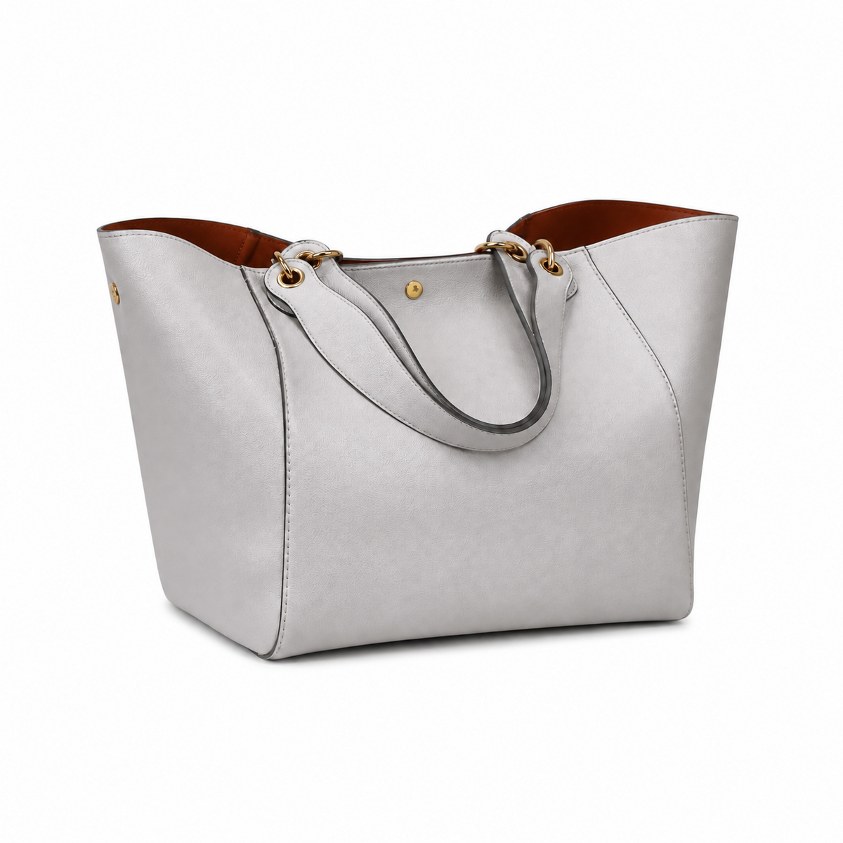 Elegant Light Grey Structured Tote Handbag