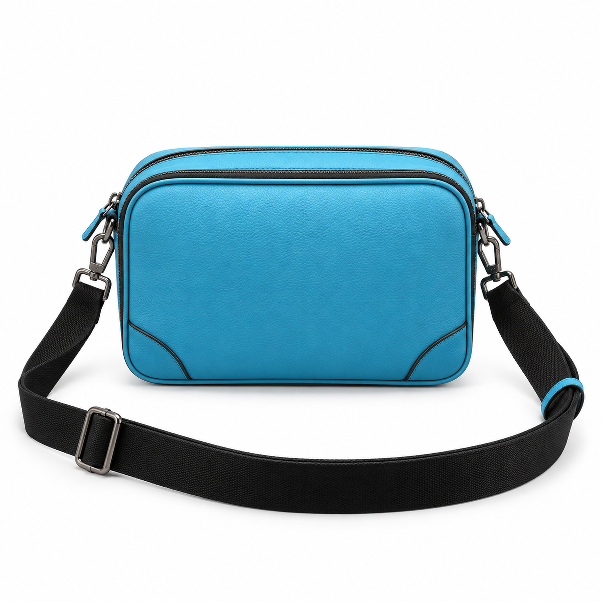 Turquoise Textured Crossbody Bag With Pockets