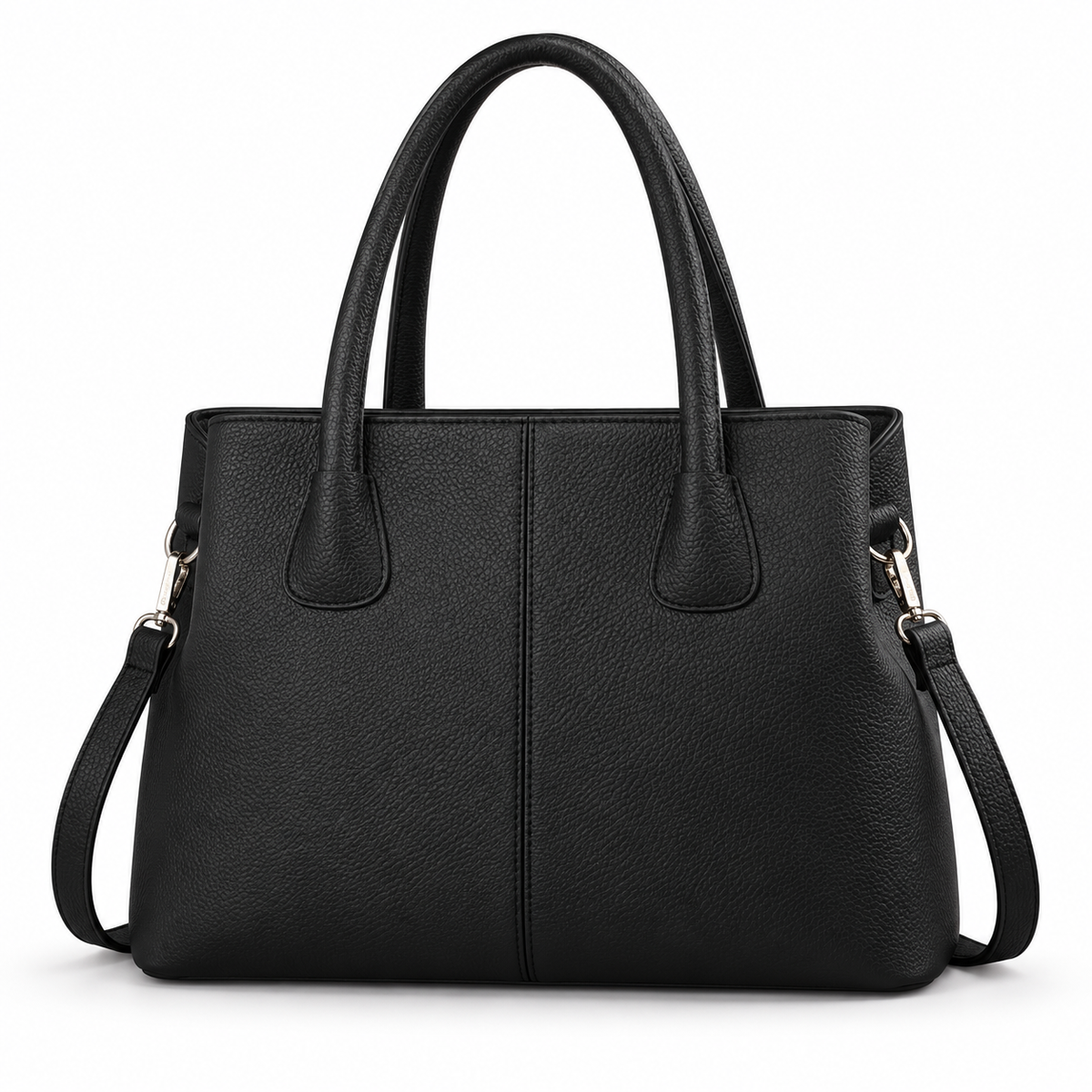 Classic Black Textured Tote Shoulder Bag
