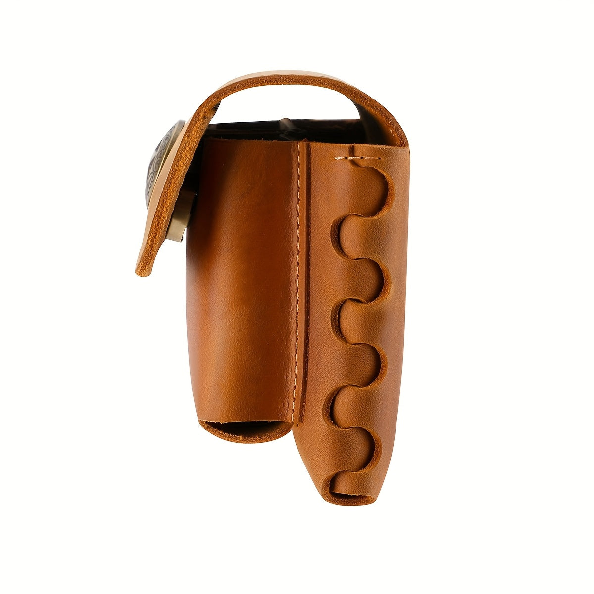 Men's Genuine Leather Sling Bag Phone Holder - Adjustable Leather Belt Pack with Metal Buckle, Multi-Compartment Organizer for Outdoor Hiking