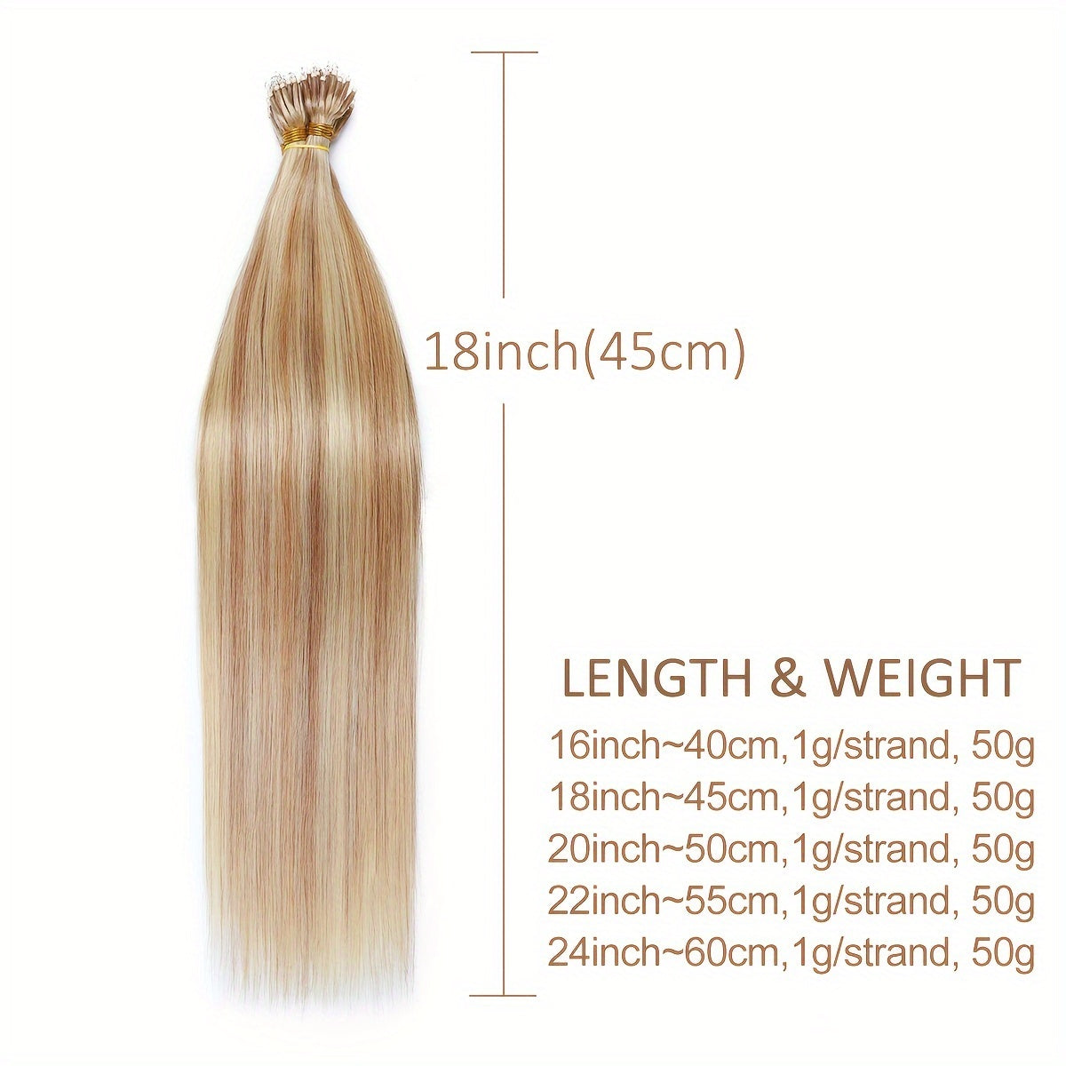 14-24 Inch 100% Remy Human Hair Extension Pre-bonded Micro Nano Rings